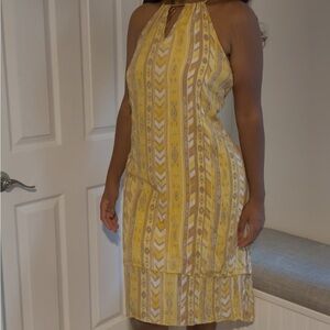 Mlle Gabrielle Yellow Patterned Midi Dress